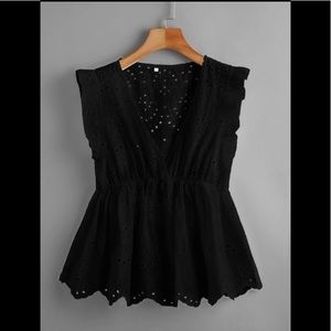 V-neck Schiffy Babydoll Blouse